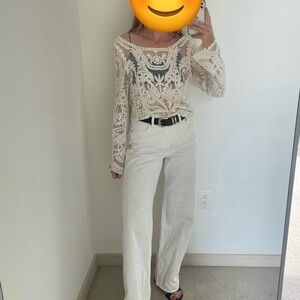 Cream Lace/Crochet Top